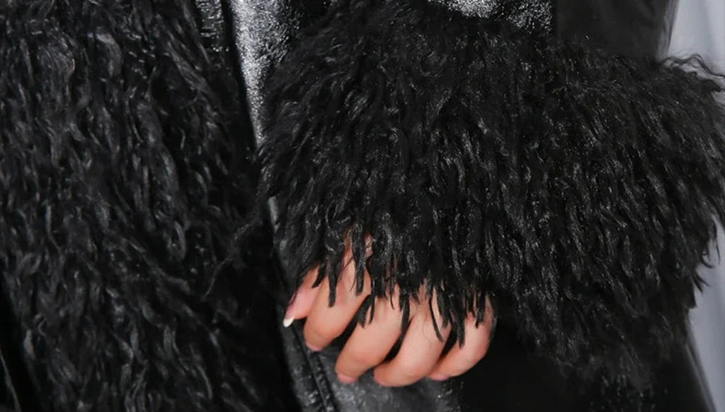 Couture Vegan Leather Trench with Shaggy Fur
