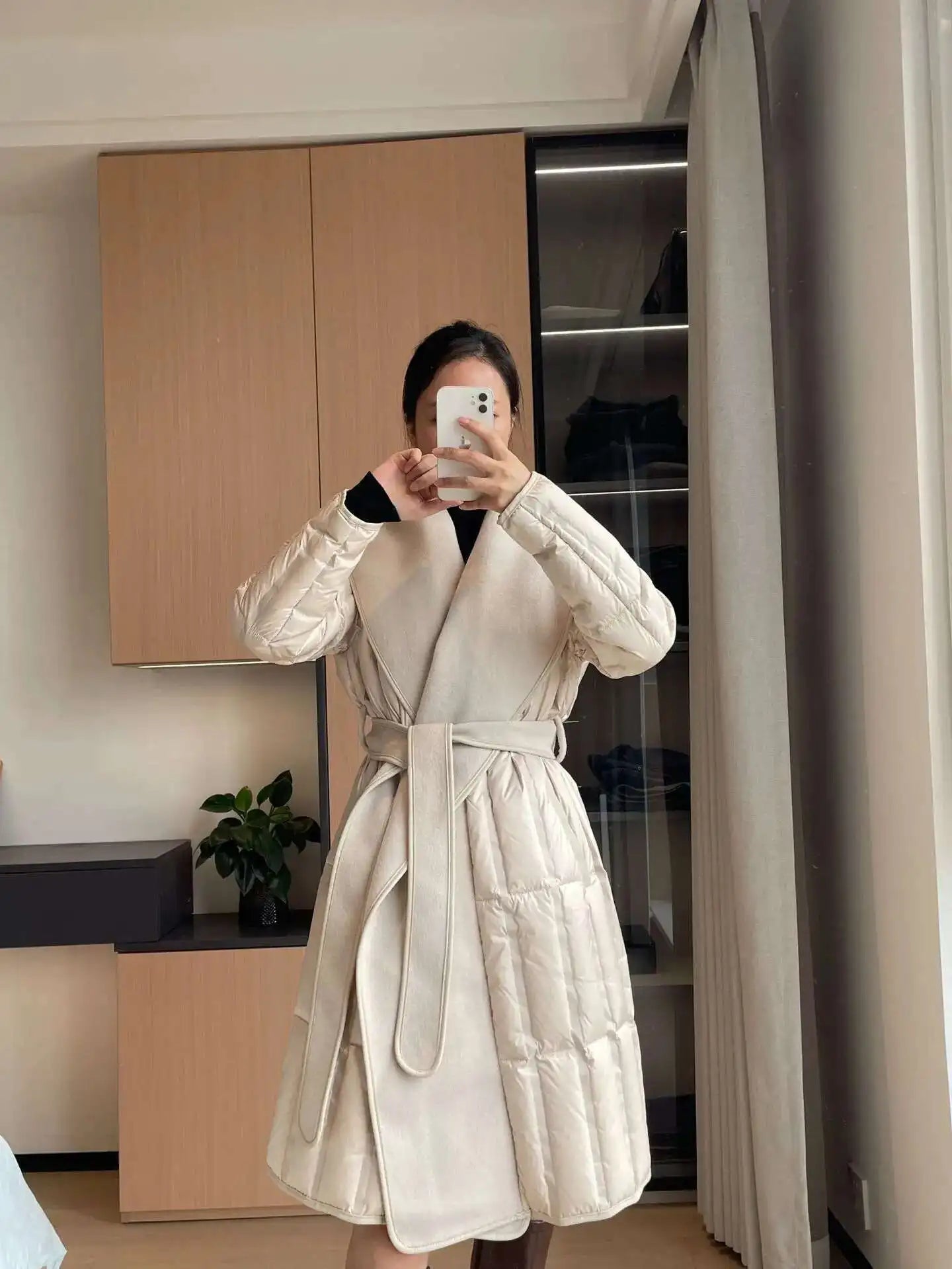 Luxe Wool-Blend Quilted Coat