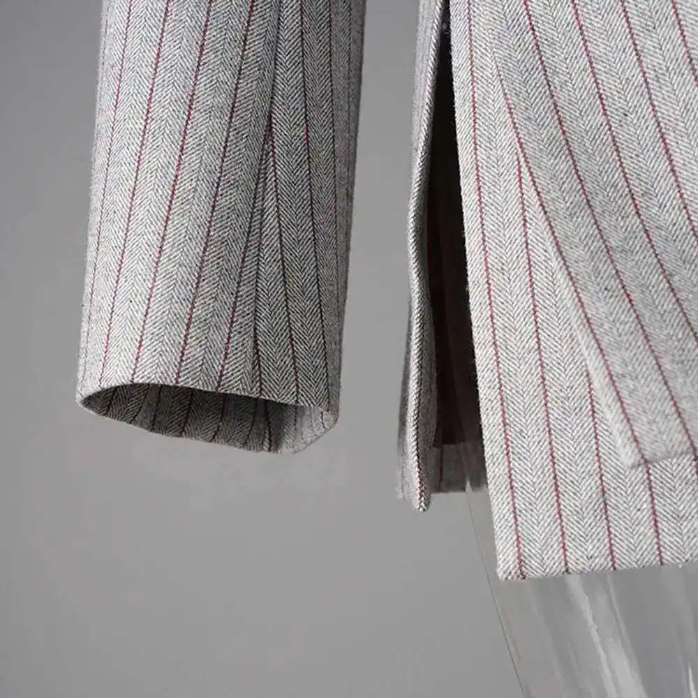 Luxury Pinstripe Asymmetric Blazer