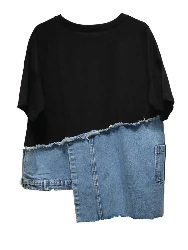 Luxe Denim & Cotton T-Shirt
