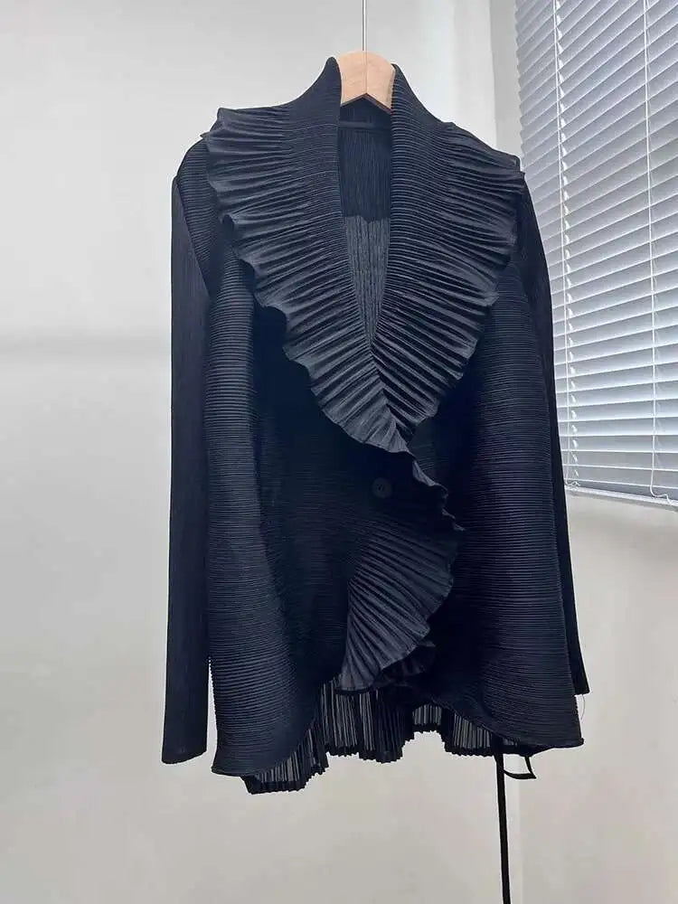 Pleated Ruffle Japanese Cardigan