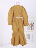 Couture Pleated High-Waisted Skirt & Cropped Top