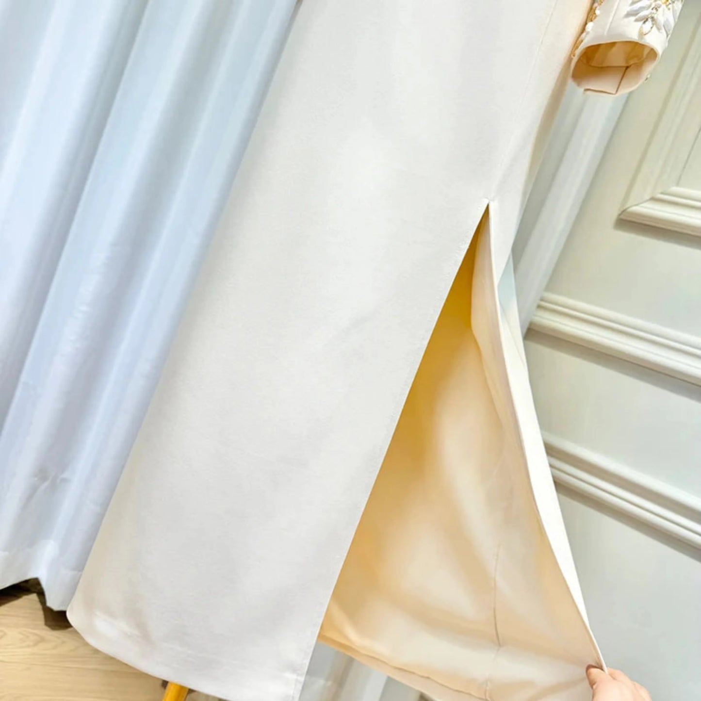 Elegant Crystal Maxi Skirt Suit Set