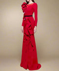Couture Ruffled Rosette Maxi Dress