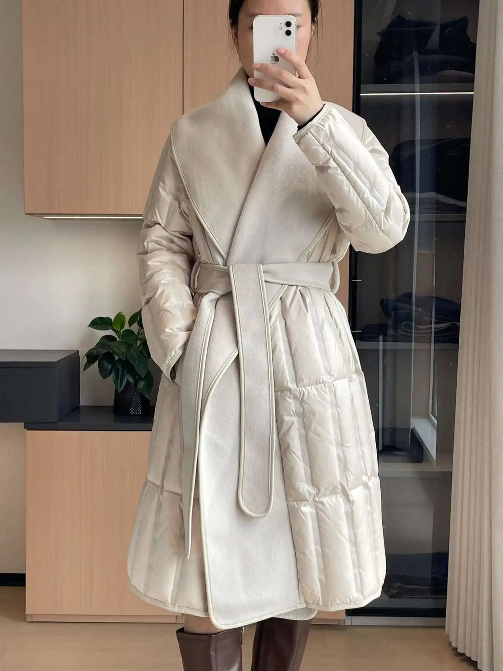 Luxe Wool-Blend Quilted Coat