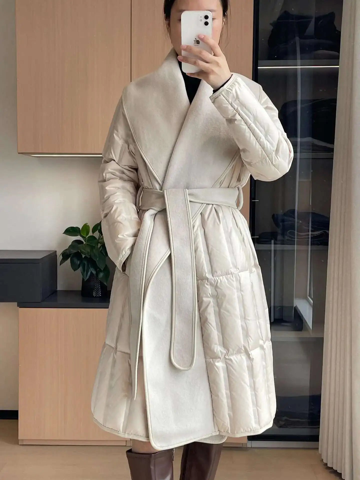 Luxe Wool-Blend Quilted Coat