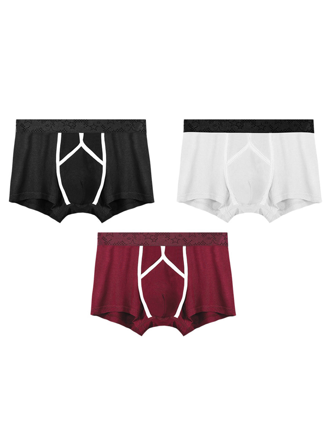 3 Pack Men's U Pouch Contour Patchline Trunks