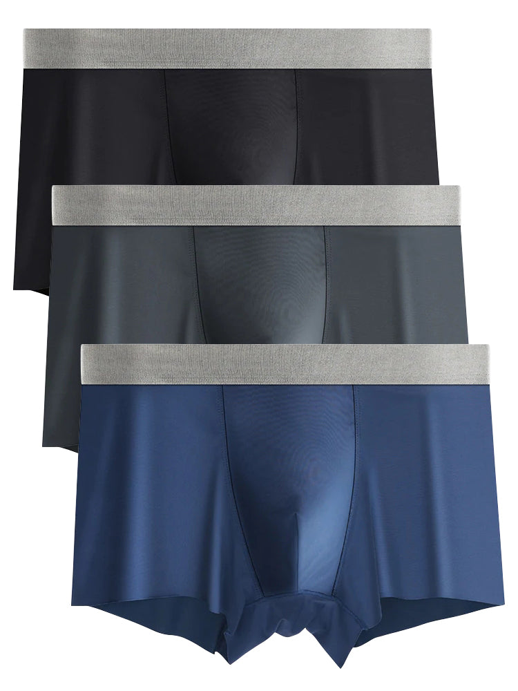 3 Pack Men's Solid Color Lightweight Comfortable Breathable Seamless Trunks