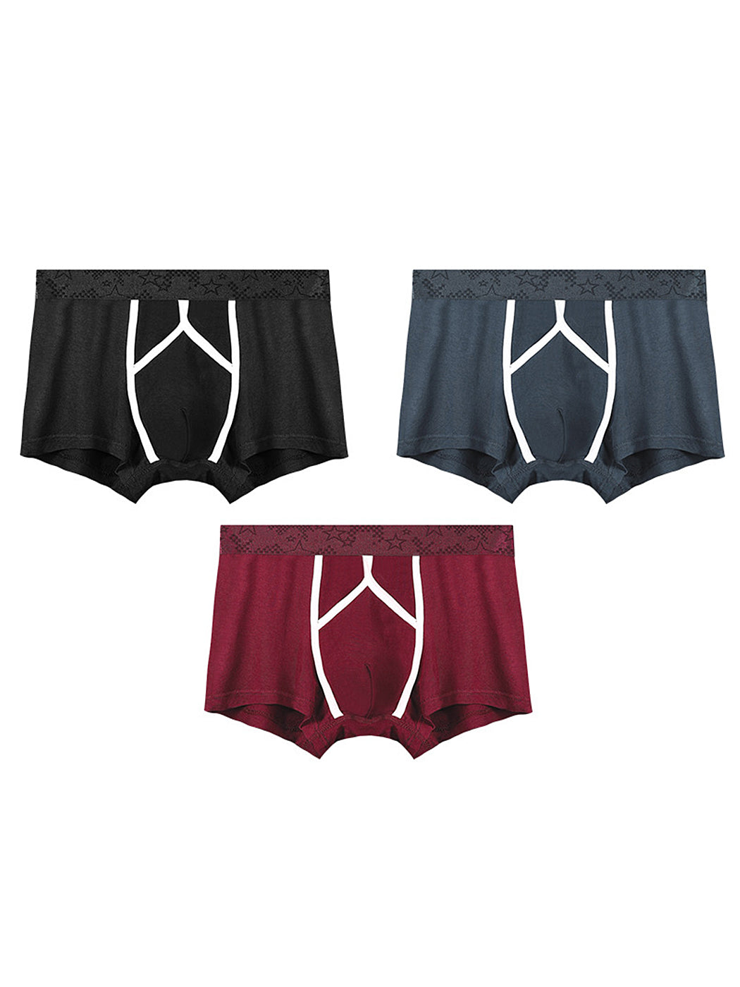 3 Pack Men's U Pouch Contour Patchline Trunks