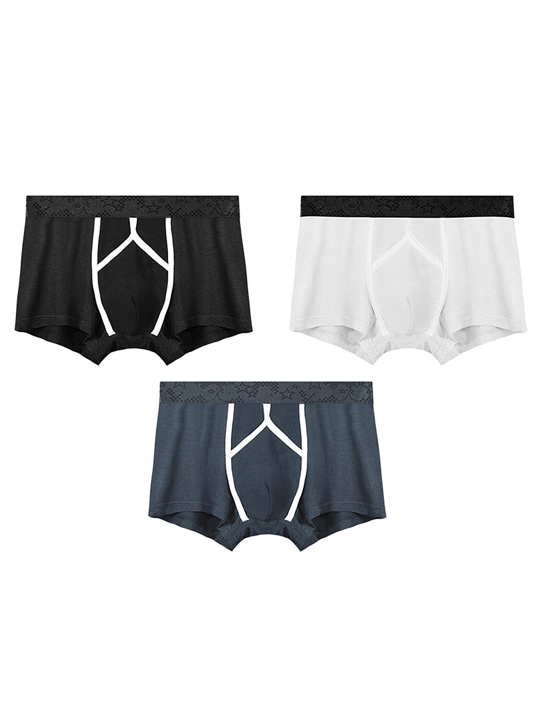 3 Pack Men's U Pouch Contour Patchline Trunks