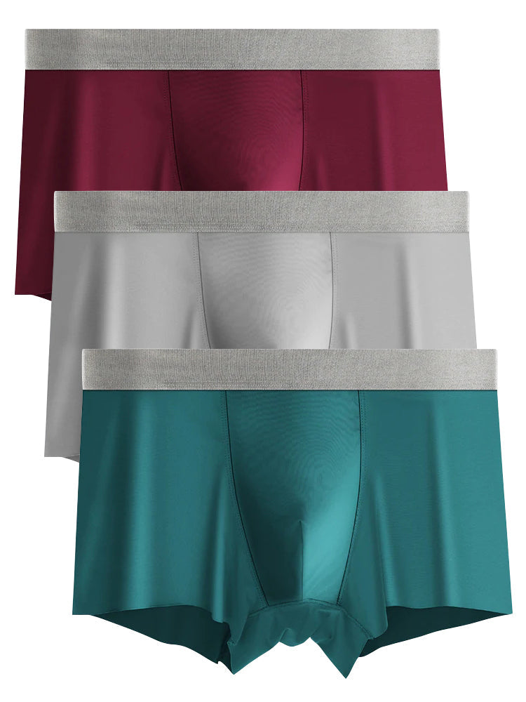 3 Pack Men's Solid Color Lightweight Comfortable Breathable Seamless Trunks