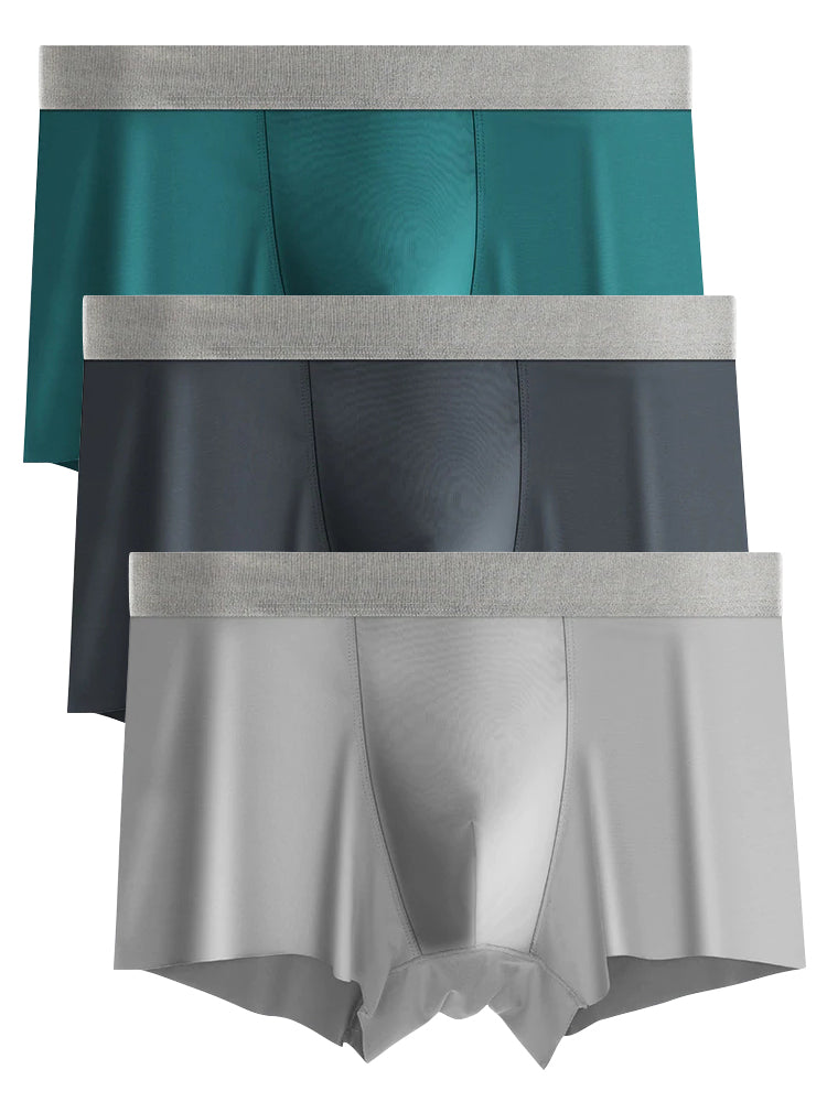 3 Pack Men's Solid Color Lightweight Comfortable Breathable Seamless Trunks