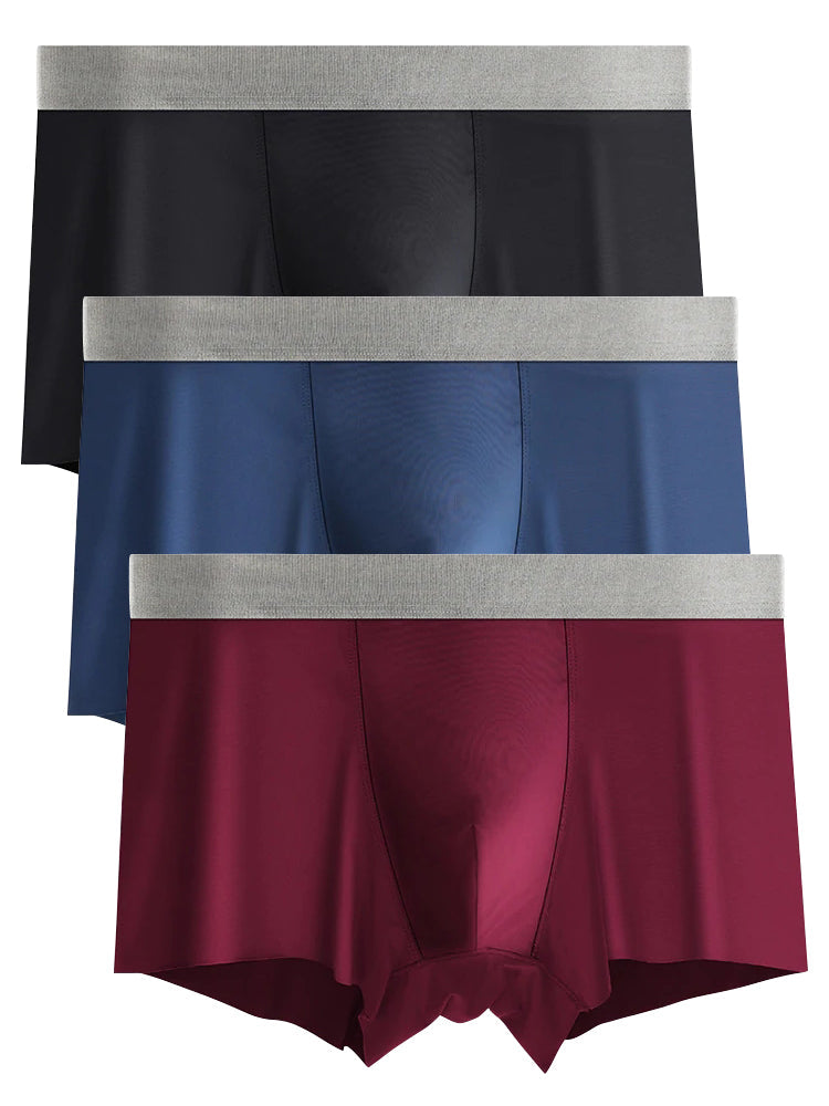 3 Pack Men's Solid Color Lightweight Comfortable Breathable Seamless Trunks