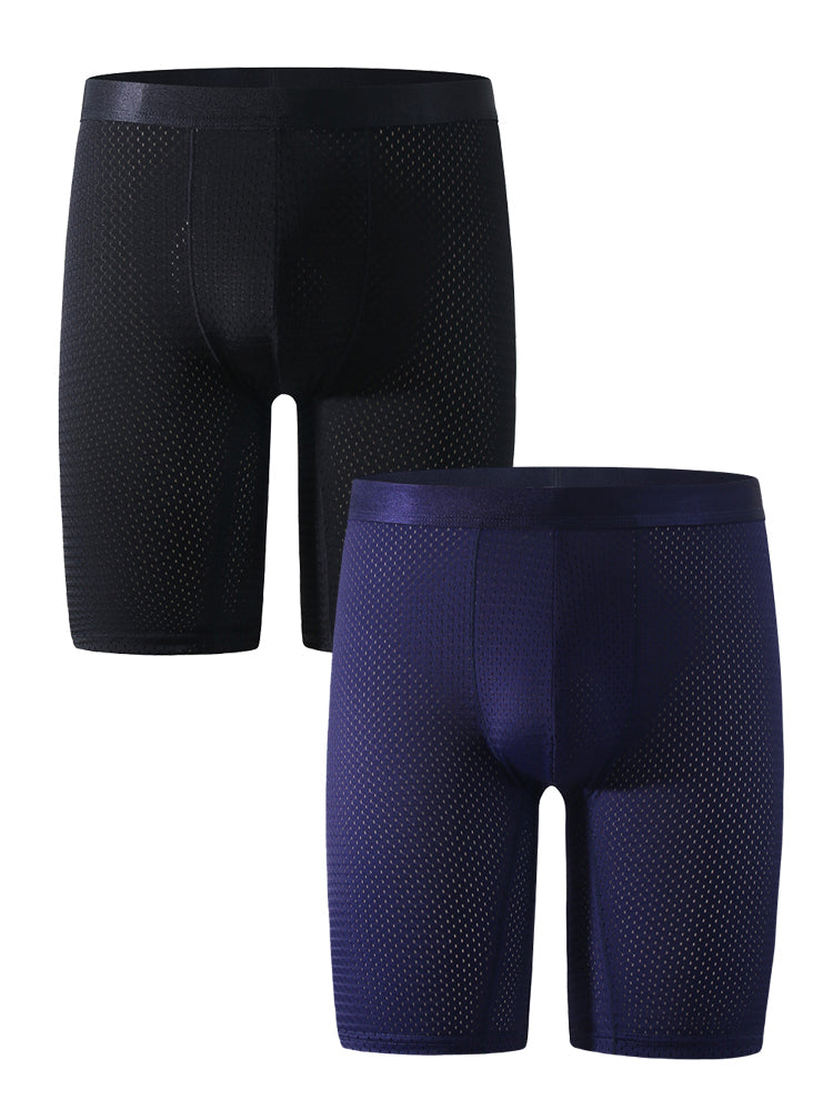 Men's Quick Dry Mesh Long Leg Boxer Briefs