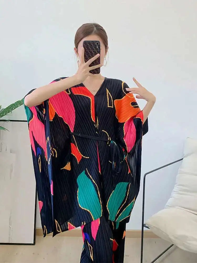 Plissé Trousers & Batwing Top Set