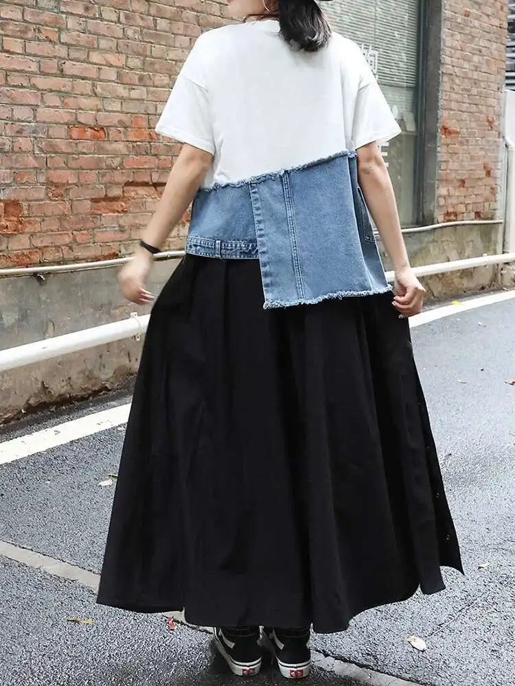 Luxe Denim & Cotton T-Shirt