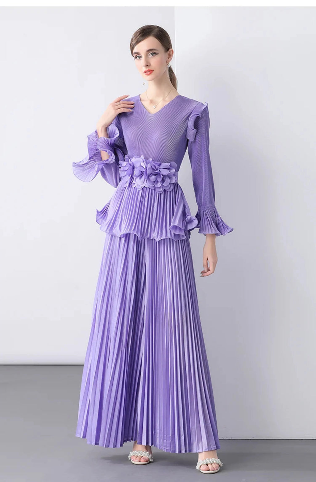 Truly Pleated Top & Wide Leg Trouser