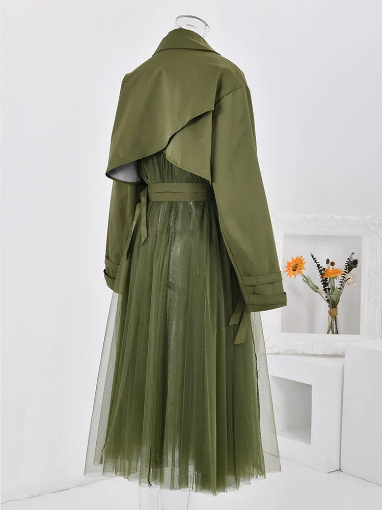 Elegant Tulle Duster Trench Coat
