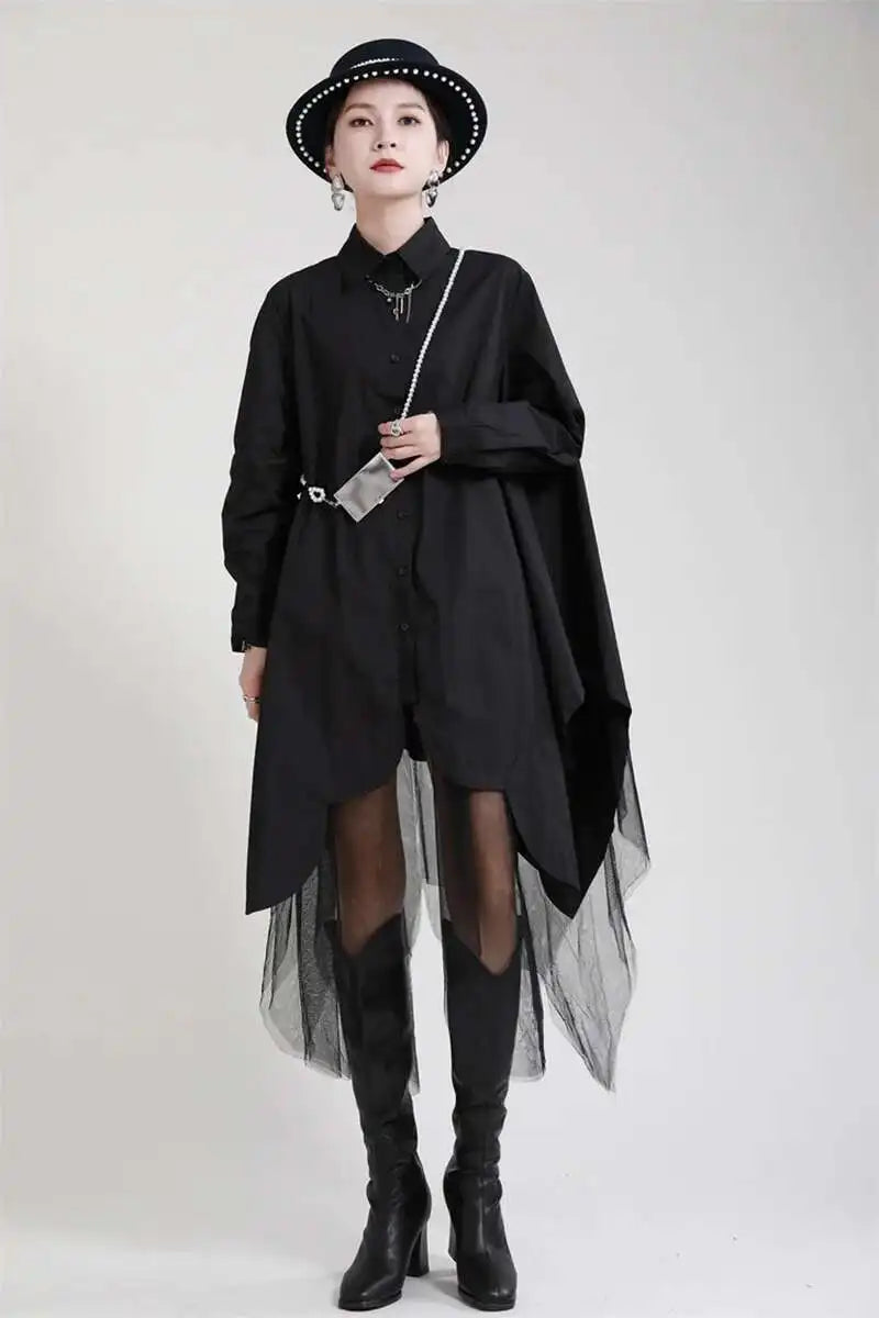 Avant-Garde Asymmetric Hem Tunic Dress