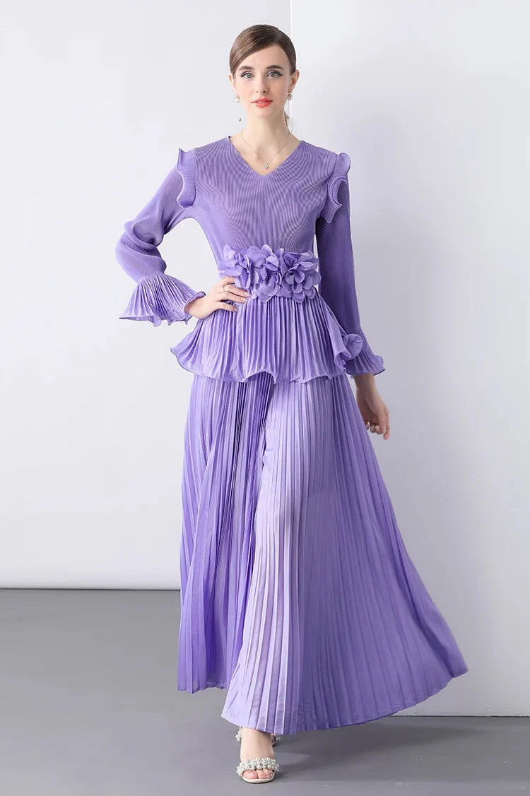 Truly Pleated Top & Wide Leg Trouser