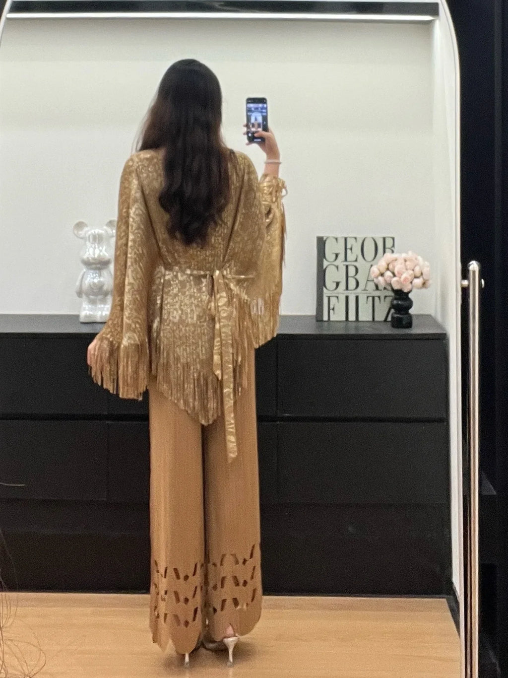 Elegant Cutout Pleated Plisse Set