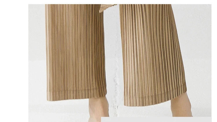 Gold Flowy Pleated Pant & Top Set