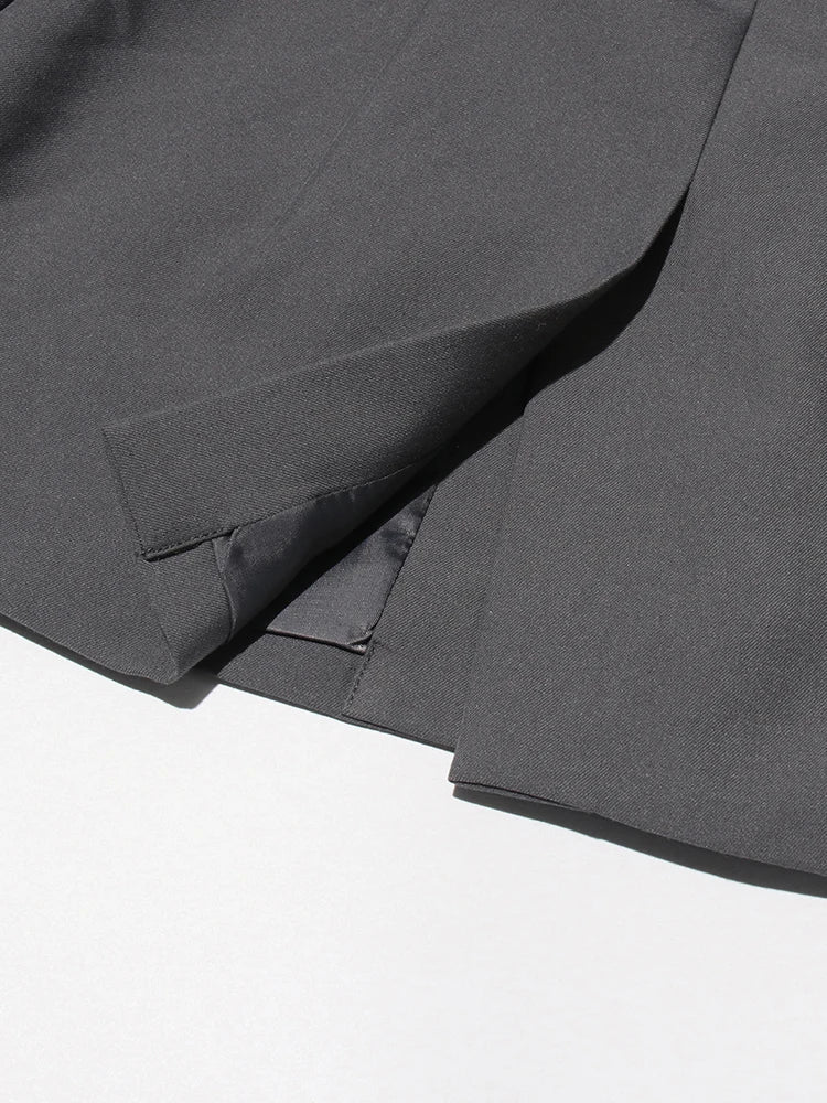 Women's Luxe Gray Blazer with Collar Bow