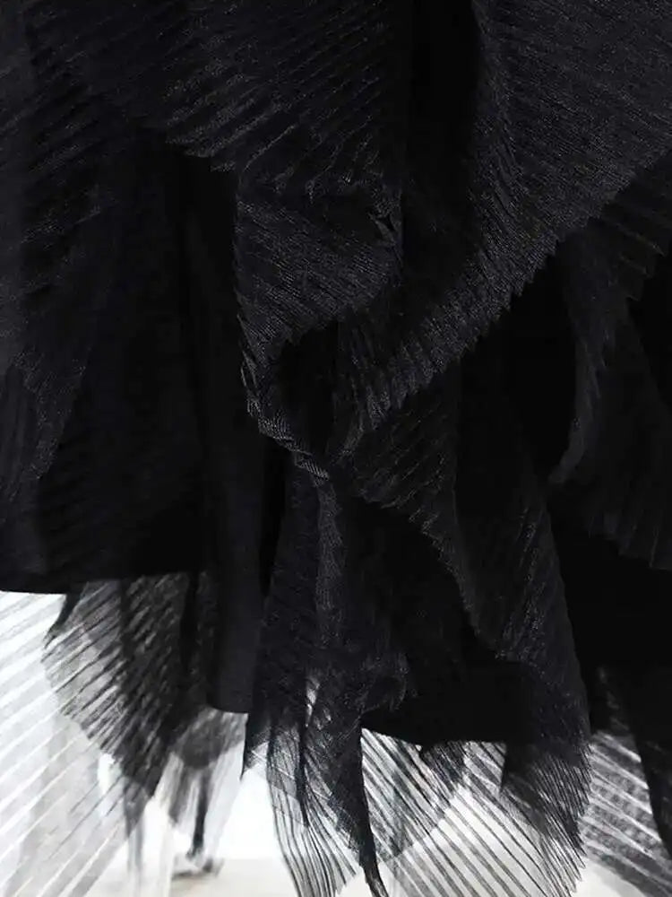 Asymmetric Tulle Full-Length Blazer