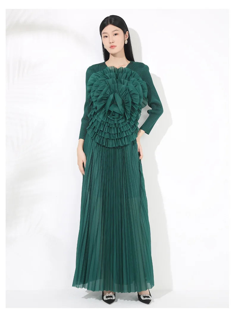 Luxury Formal Pleated Midi Skirt Set