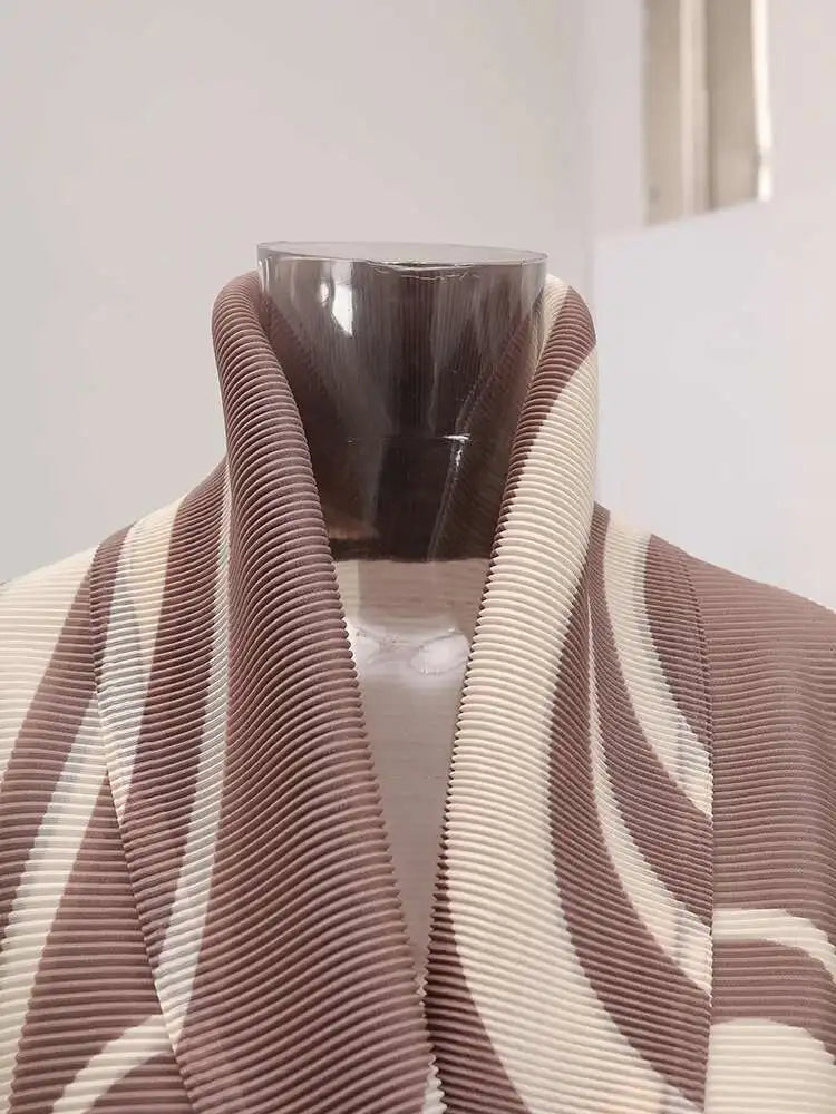 Luxury Plissé Geometric Long Coat