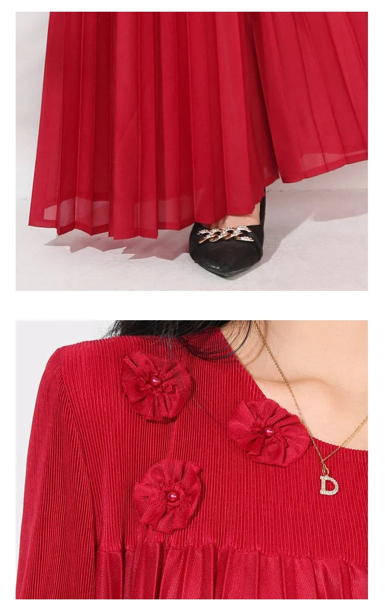 Floral Pleated Wide Leg Pant 2-Piece