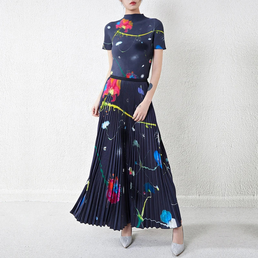 Petite Plissé Pleated Top & Skirt Set