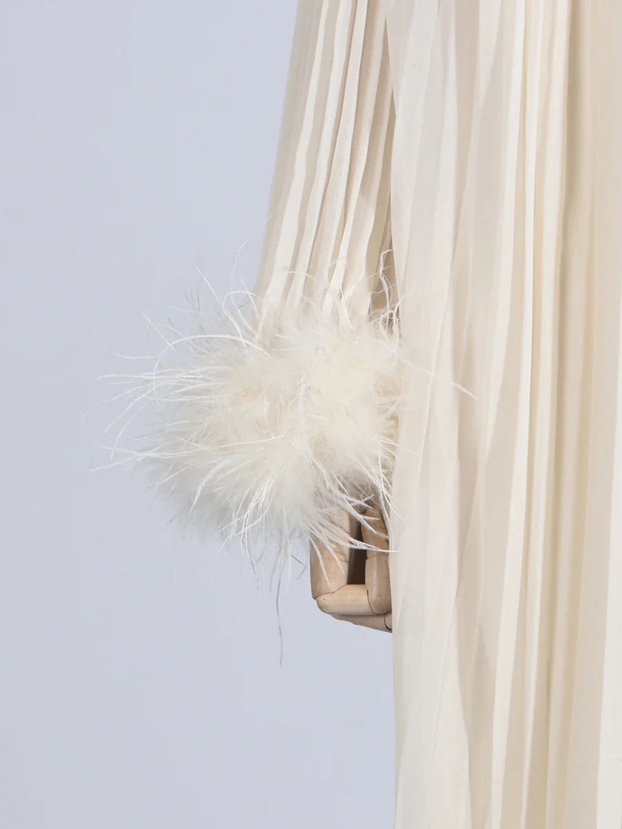 Couture Pleated Midi Dress - Diamonds & Feathers