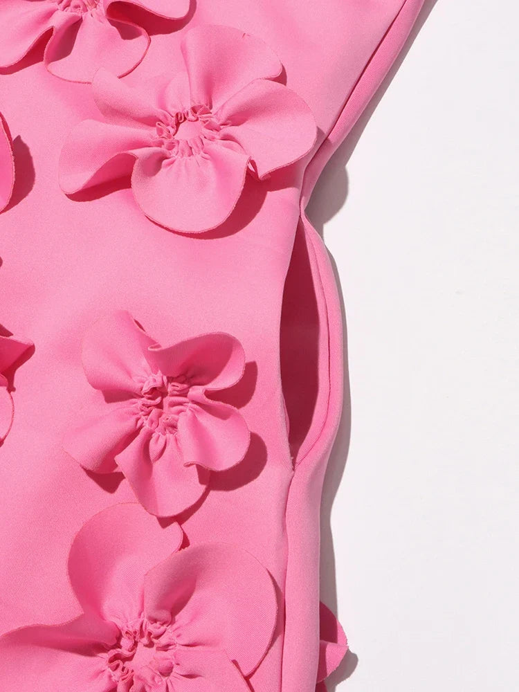 Luxe 3D Floral Midi Sleeveless Dress