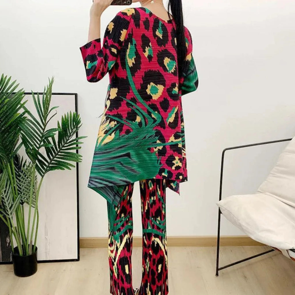 Truly Pleated Leopard Pant & Top Set
