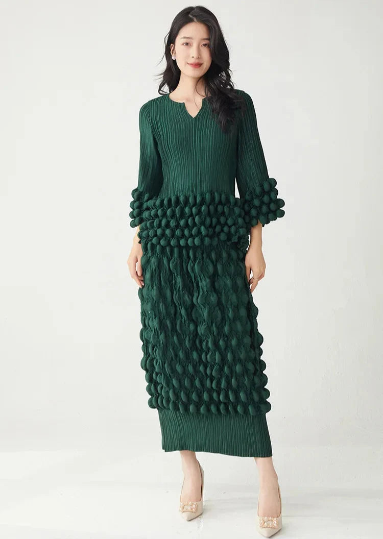 Luxe Bubble Plisse Pull-On Skirt & Top