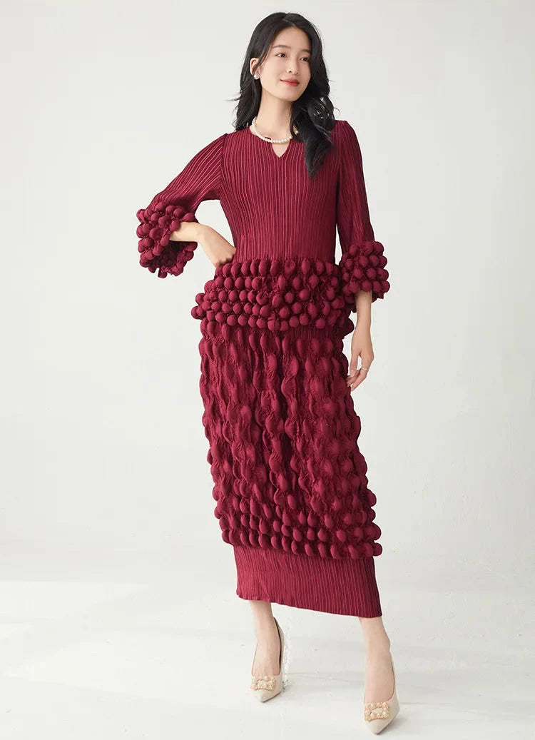 Luxe Bubble Plisse Pull-On Skirt & Top