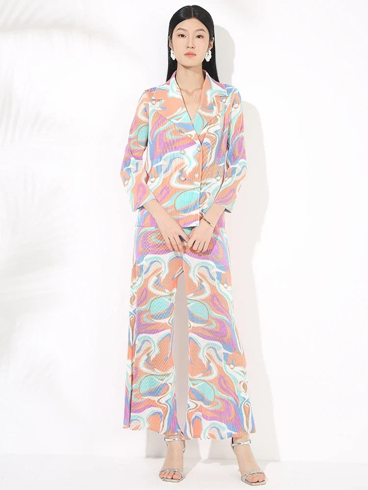 Truly Pleated Swirl Suit Set