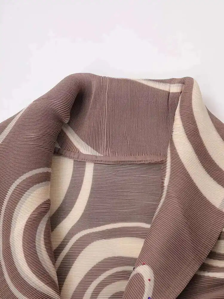 Luxury Plissé Geometric Long Coat