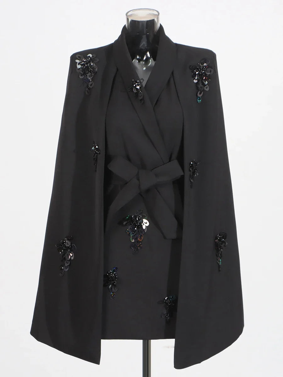 Luxury Cape Sequined Blazer