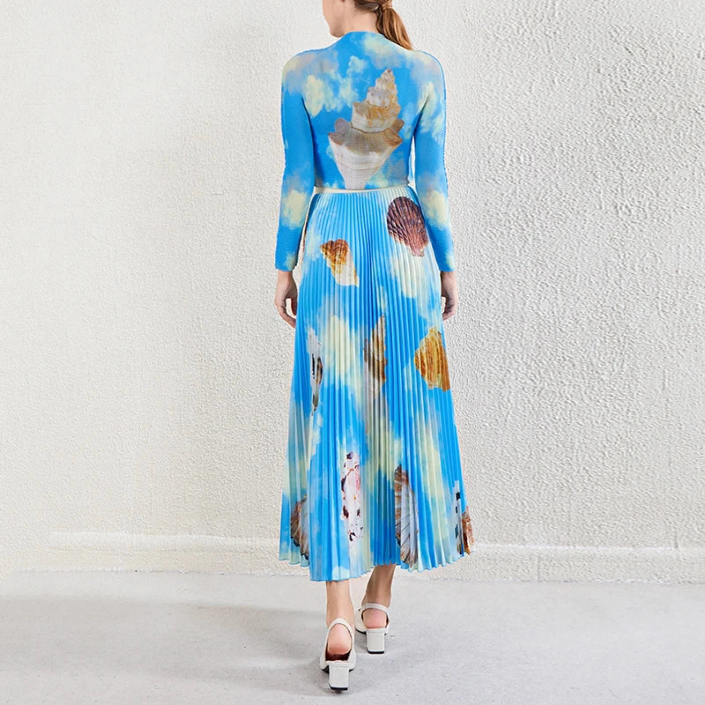 Plissé Shell Print 2-Piece Skirt Set