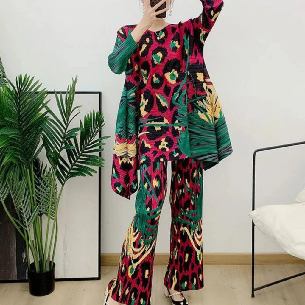 Truly Pleated Leopard Pant & Top Set