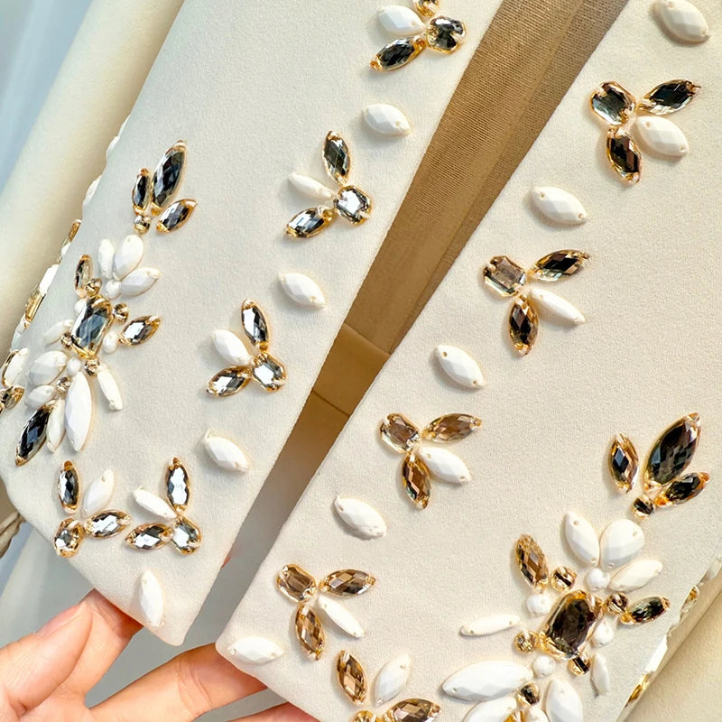 Elegant Crystal Maxi Skirt Suit Set