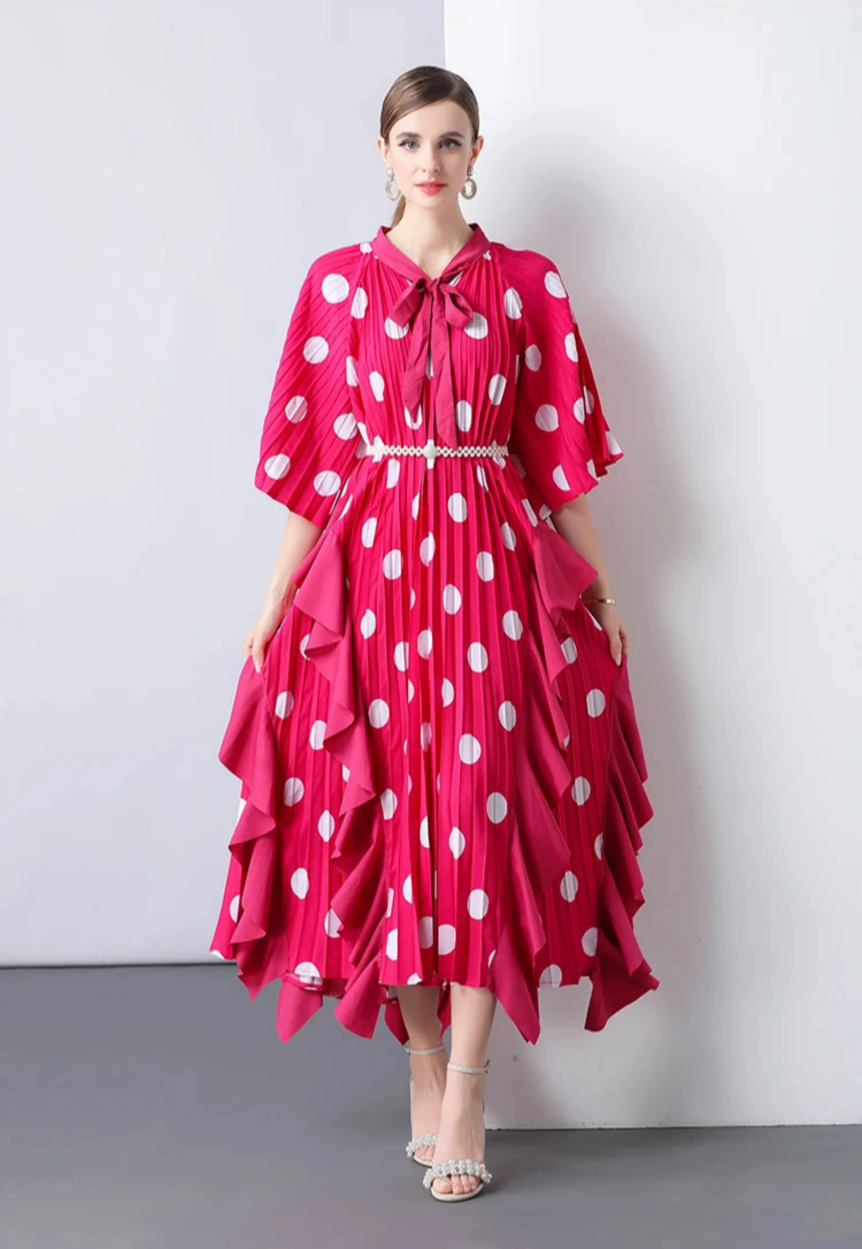 Everyday Plissé Polka Dot Dress