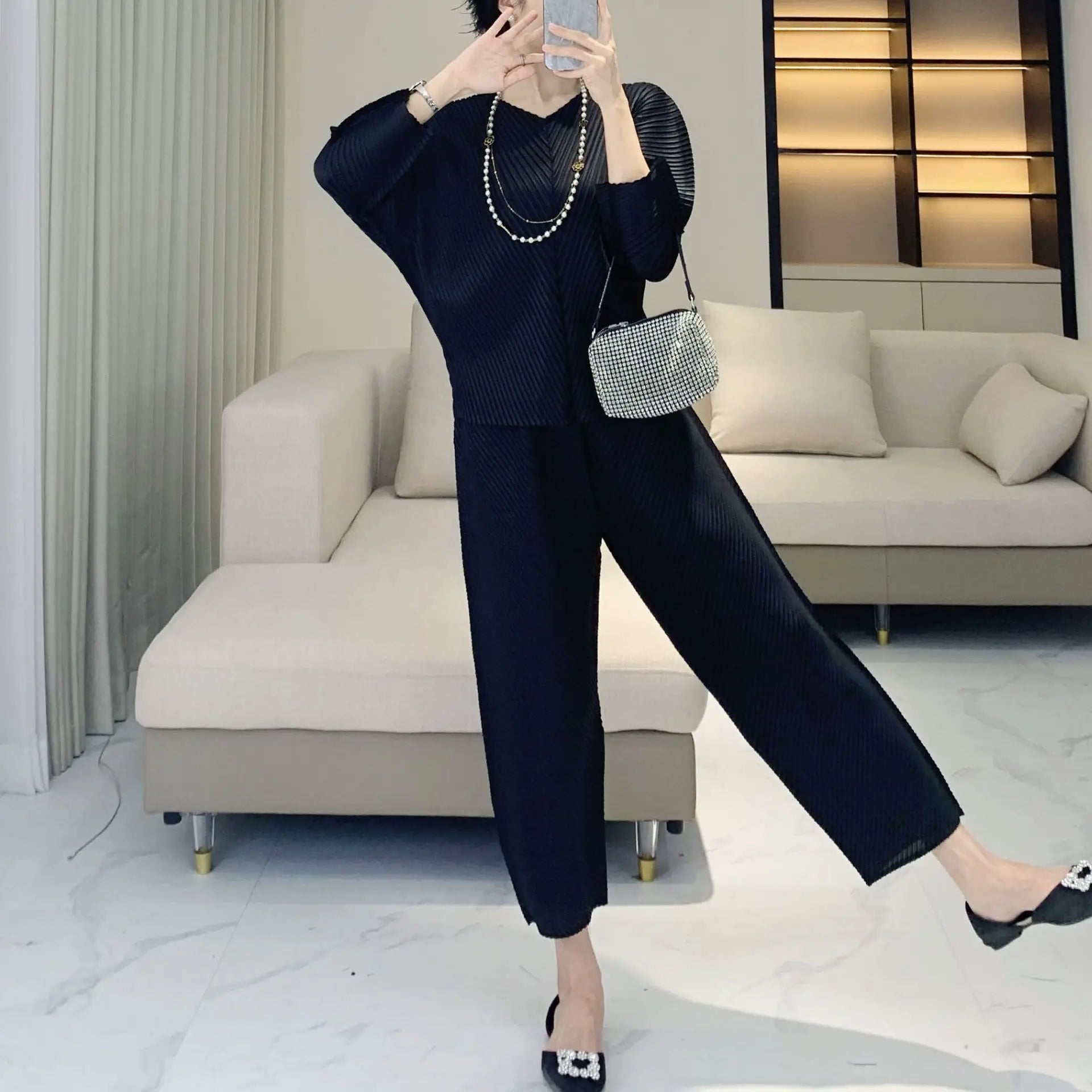 Luxe Pleated Co-ord Pants Set