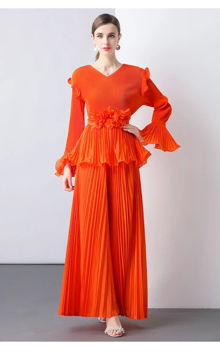 Truly Pleated Top & Wide Leg Trouser