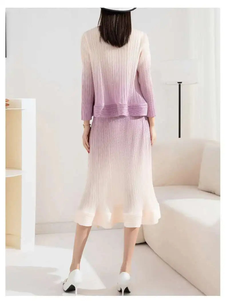 Couture Ombre Plissé Skirt & Top