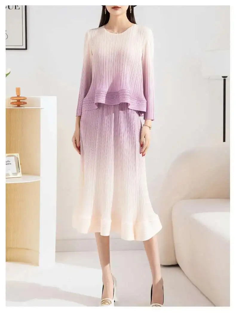 Couture Ombre Plissé Skirt & Top