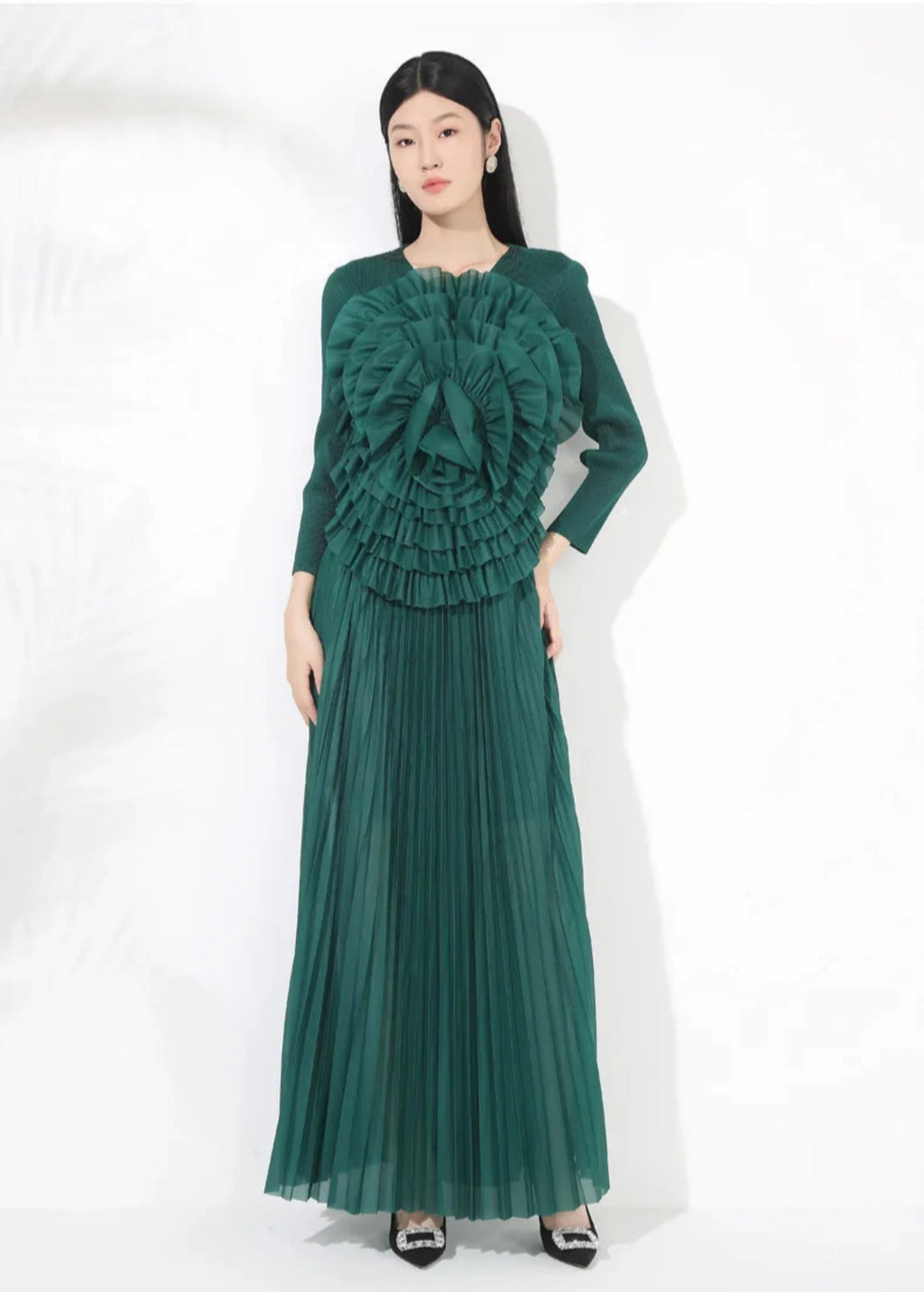 Luxury Formal Pleated Midi Skirt Set