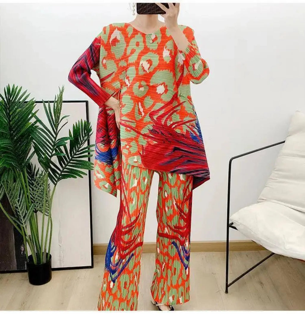 Truly Pleated Leopard Pant & Top Set
